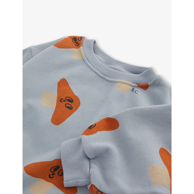 Shop Bobo Choses Boys Light Blue Kids Logo Mushroom-pattern Organic Cotton-jersey Sweatshirt 2-11 Years