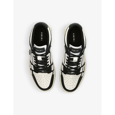 Shop Amiri Women's Blk/white Skel Panelled Leather Low-top Trainers