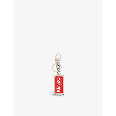 Shop Kenzo Men's Silver Logo-print Metal Keyring