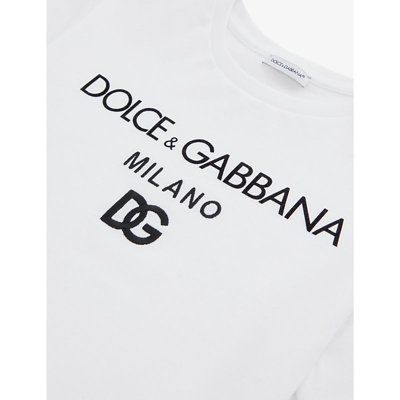 Shop Dolce & Gabbana Logo Text-print Cotton-jersey T-shirt 4-12 Years In White