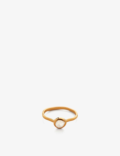 Shop Monica Vinader Womens Yellow Gold Siren 18ct Gold Vermeil And Moonstone Small Stacking Ring