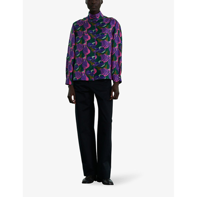 Soeur Womens Print Violon Graphic-print High-neck Silk Shirt In Print