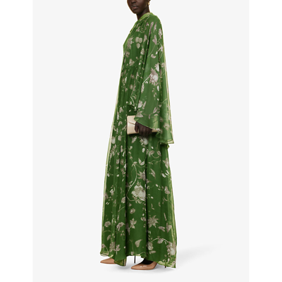 Shop Erdem Women's Ophelia Vine Clover Floral-print High-neck Silk Maxi Dress