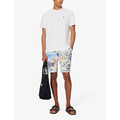 Shop Polo Ralph Lauren Mens Multi Hawaiian-print Cotton And Recycled-polyester-blend Shorts