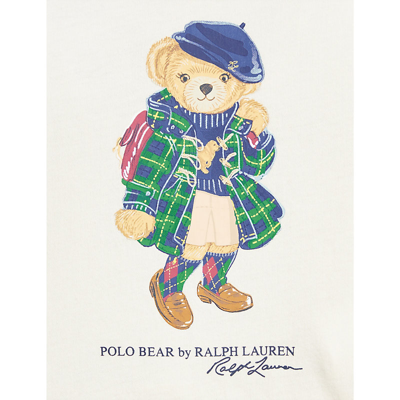 Shop Polo Ralph Lauren Cream Baby Girl Polo Bear-print Stretch-cotton T-shirt And Legging Set