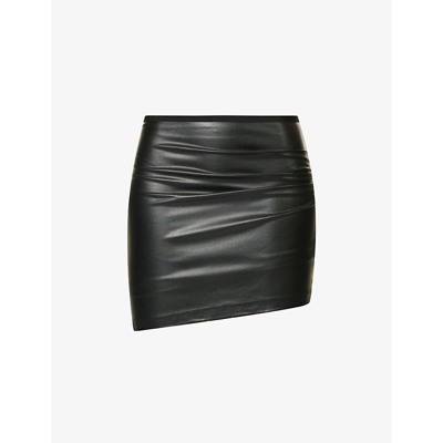 Shop Helmut Lang Womens Black Mid-rise Faux-leather Mini Skirt