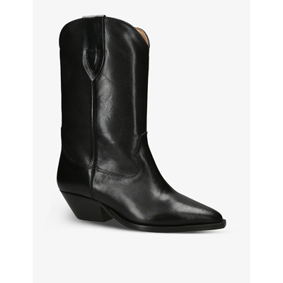 Isabel Marant Womens Black Duerto Pointed-toe Leather Heeled Cowboy Boots In Black