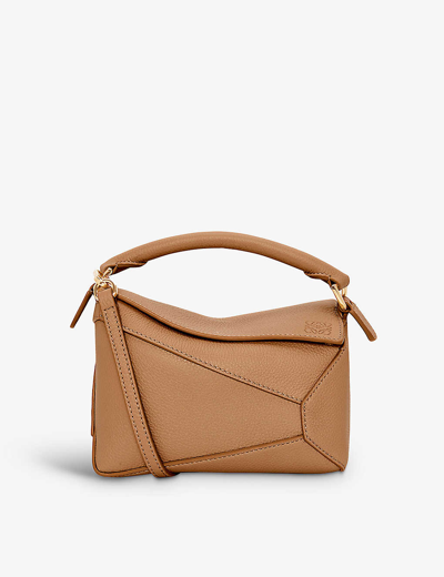 Shop Loewe Womens Toffee Puzzle Mini Leather Cross-body Bag