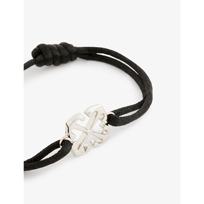 Shop Off-white C/o Virgil Abloh Men's Silver Arrow-pendant Woven Bracelet
