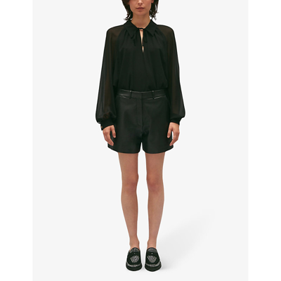 Claudie Pierlot Leather Shorts In Noir / Gris
