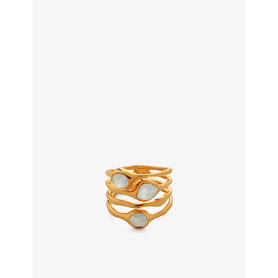 Monica Vinader Siren Cluster 18ct Gold-plated Vermeil And Amazonite Cocktail Ring In Yellow Gold