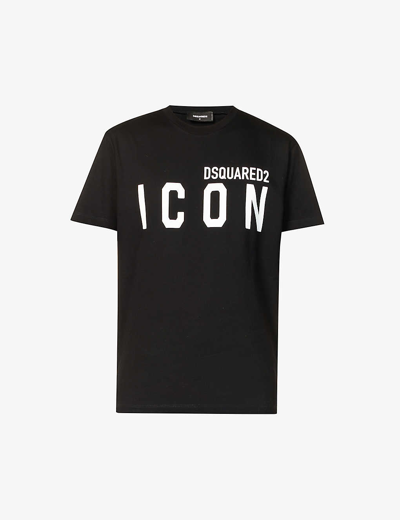 Shop Dsquared2 Men's Black Icon Logo-print Short-sleeve Cotton-jersey T-shirt