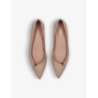 Shop Lk Bennett Cally Gold-tone Hardware-embellished Leather Flats In Nat-fawn
