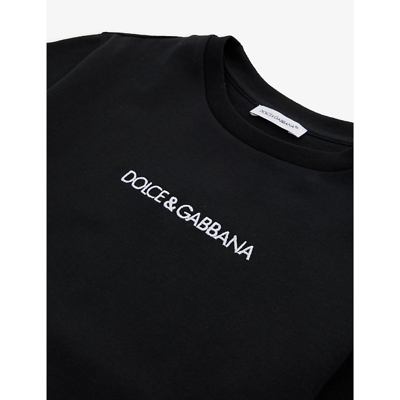 Shop Dolce & Gabbana Boys Nero Kids Logo Text-print Cotton-jersey T-shirt 4-12 Years