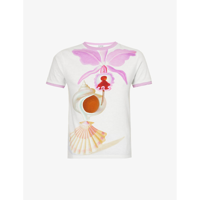 Shop Loewe Womens White/multicolor Maruja Mallo Floral-pattern Stretch-cotton T-shirt