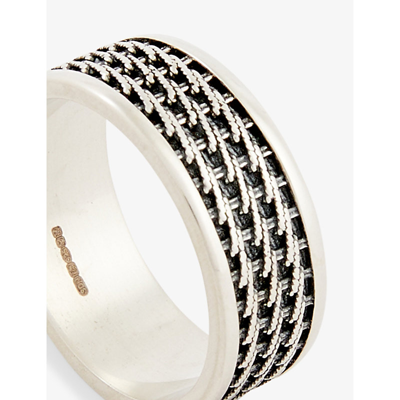 Shop Serge Denimes Men's Silver Kusari Geometric-pattern Sterling-silver Ring