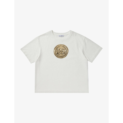 Shop Dolce & Gabbana Boys Bianco Kids Manica Corta Logo-print Cotton-jersey T-shirt 4-12 Years