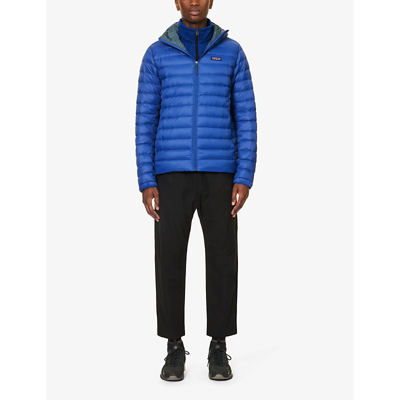 Shop Patagonia Mens Passage Blue Funnel-neck Padded Recycled Nylon-down Jacket