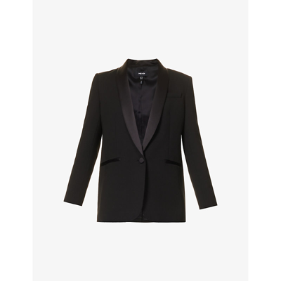 Me And Em Bracelet-sleeve Single-breasted Tux Wool-blend Blazer In Black