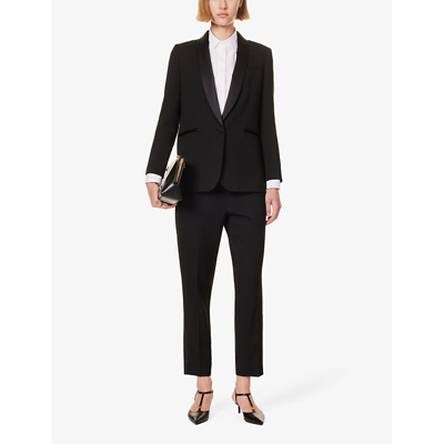 Me And Em Bracelet-sleeve Single-breasted Tux Wool-blend Blazer In Black
