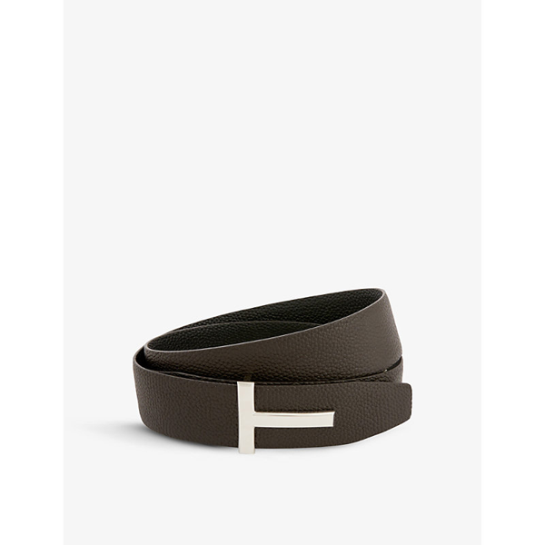 TOM FORD T-plaque leather belt - Black