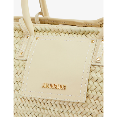 Shop Jacquemus Le Panier Soleil Palm Tote Bag In Ivory