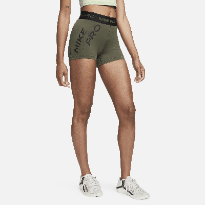 Shop Nike Women's  Pro Mid-rise 3" Graphic Shorts In Green