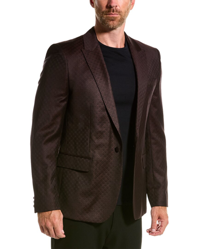 Shop Ted Baker Cadney Jacquard Slim Fit Wool-blend Blazer In Black
