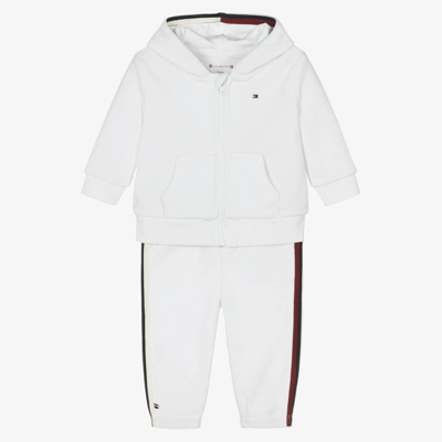 Tommy Hilfiger White Velour Hooded Baby Tracksuit | ModeSens