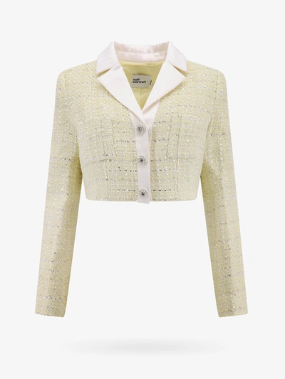 Shop Self-portrait Blazer In Yellow