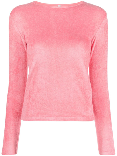 Shop Baserange Ribbed Fleece Top In Pink