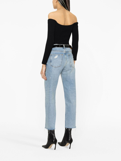 Shop Anine Bing Gavin Distressed Mid-rise Jeans In Blue