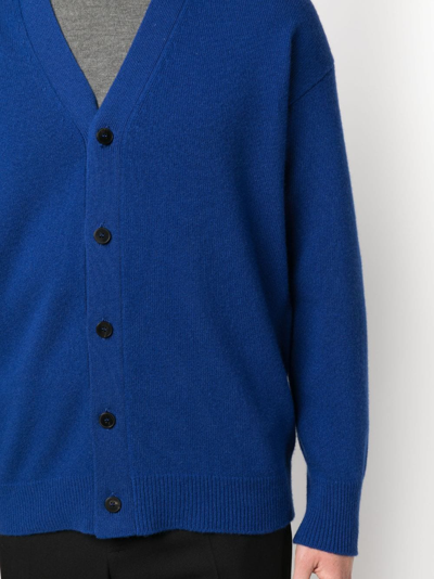 Shop Roberto Collina V-neck Button-down Cardigan In Blue