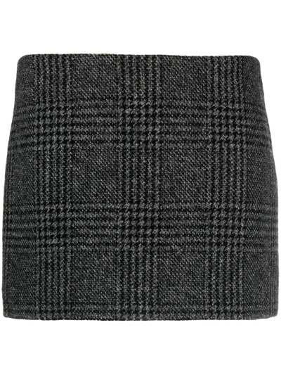 Shop P.a.r.o.s.h Houndstooth Virgin Wool Miniskirt In Black