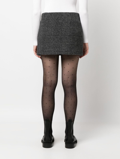 Shop P.a.r.o.s.h Houndstooth Virgin Wool Miniskirt In Black