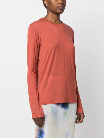 Shop Baserange Long-sleeved Lyocell T-shirt In Red