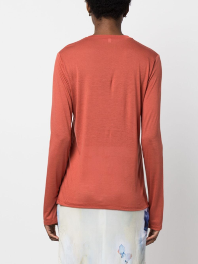 Shop Baserange Long-sleeved Lyocell T-shirt In Red