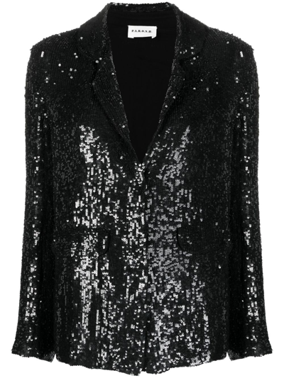 Shop P.a.r.o.s.h Sequined Single-breasted Blazer In Black