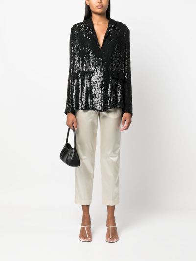 Shop P.a.r.o.s.h Sequined Single-breasted Blazer In Black