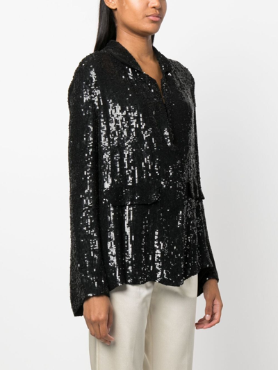 Shop P.a.r.o.s.h Sequined Single-breasted Blazer In Black