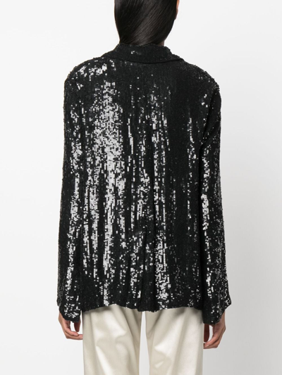 Shop P.a.r.o.s.h Sequined Single-breasted Blazer In Black