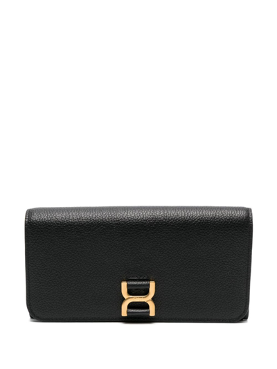 Shop Chloé Leather Continental Wallet In Black