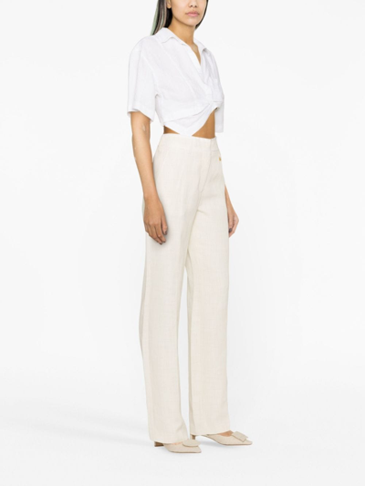 Shop Jacquemus Ficelle Linen-blend Trousers In Neutrals