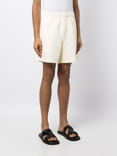 Bode Whatshisname Logo-print Cotton Track Shorts In Neutrals