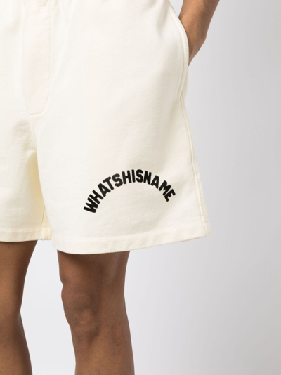Bode Whatshisname Logo-print Cotton Track Shorts In Neutrals