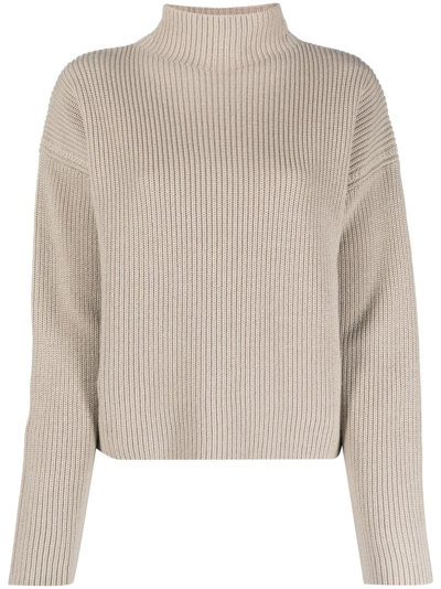 Shop Filippa K Purl-knit Mock-neck Jumper In Neutrals