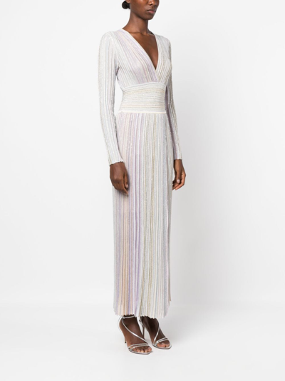 Shop Missoni Sequin-embellished Pleated Maxi Dress In Pink
