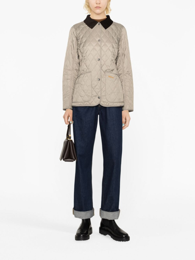 Barbour Quilted Collar Front Pockets Jacket In Grey