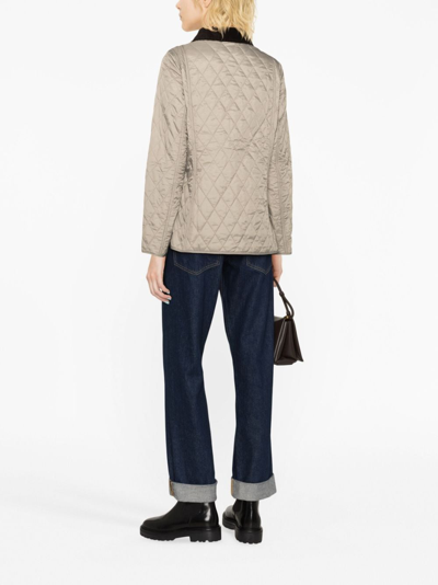 Barbour Quilted Collar Front Pockets Jacket In Grey
