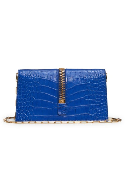 Shop Tom Ford Mini Jennifer Croc Embossed Leather Shoulder Bag In Cobalt